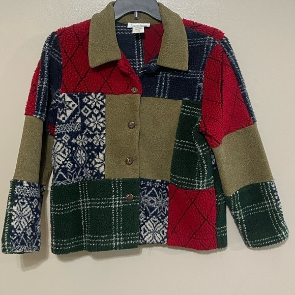Robert Scott Fleece Plaid/Color Block Women’s Button Jacket Size Small - Picture 1 of 6